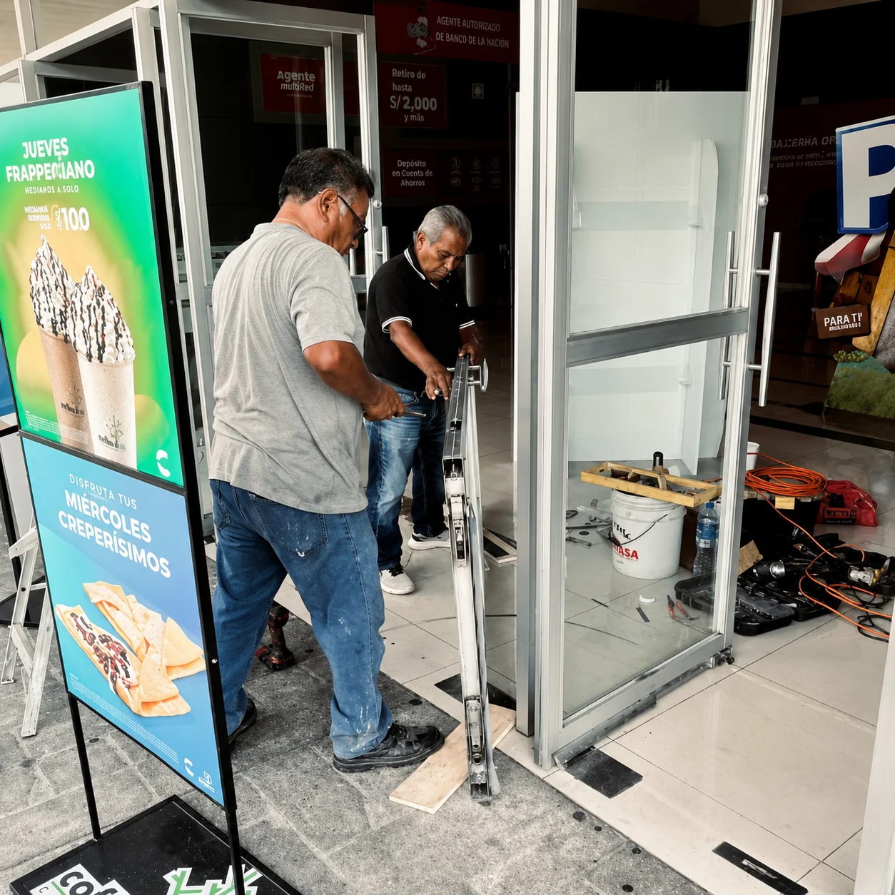 Mantenimiento de puertas — Puerta principal, Cinépolis · Punto Oriente